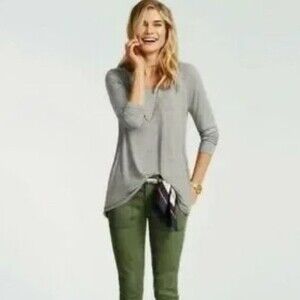 CAbi Offhand Tee Spring Grey  Long Sleeve T-shirt Oversized Stretch Jersey knit